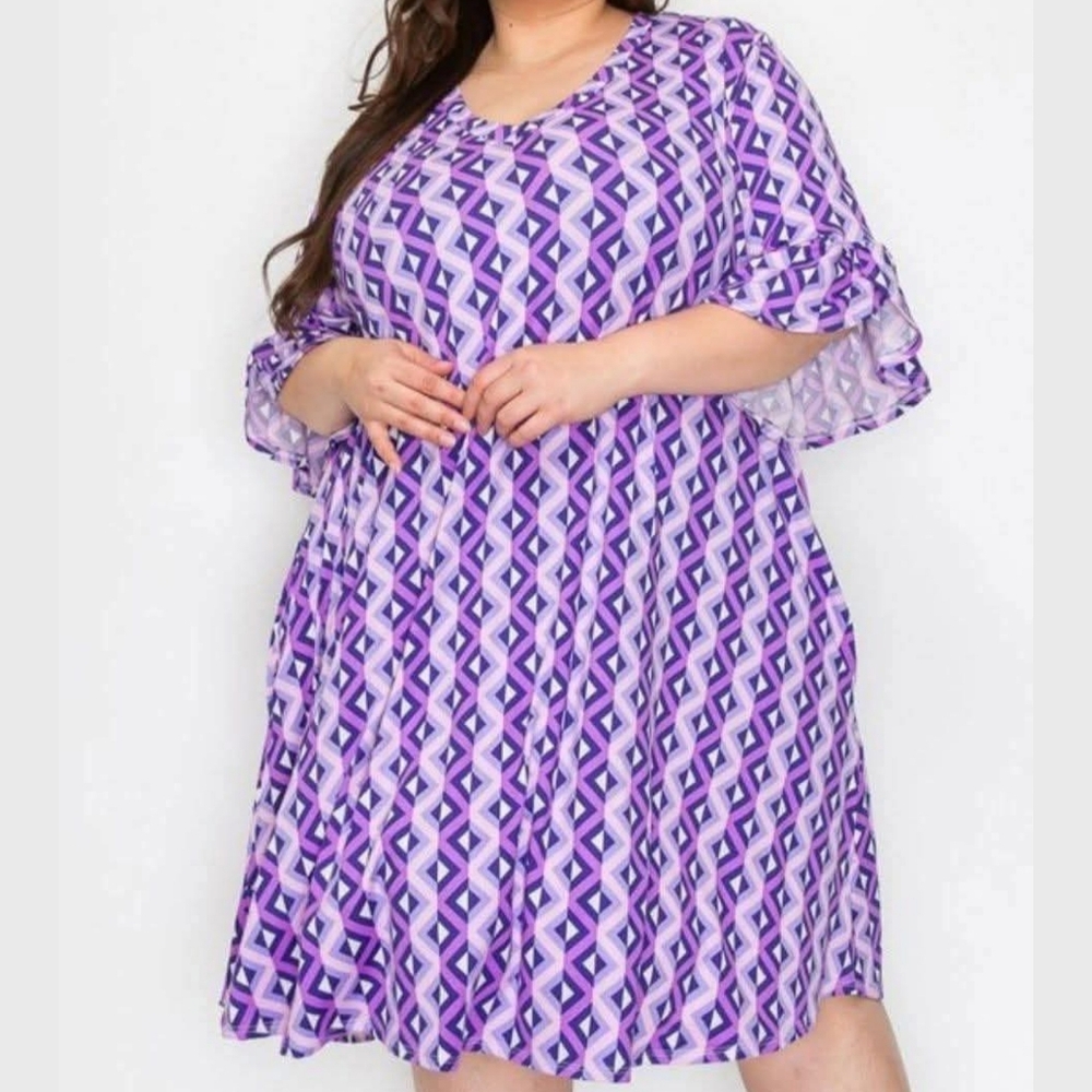 New Purple Geo Print Dress